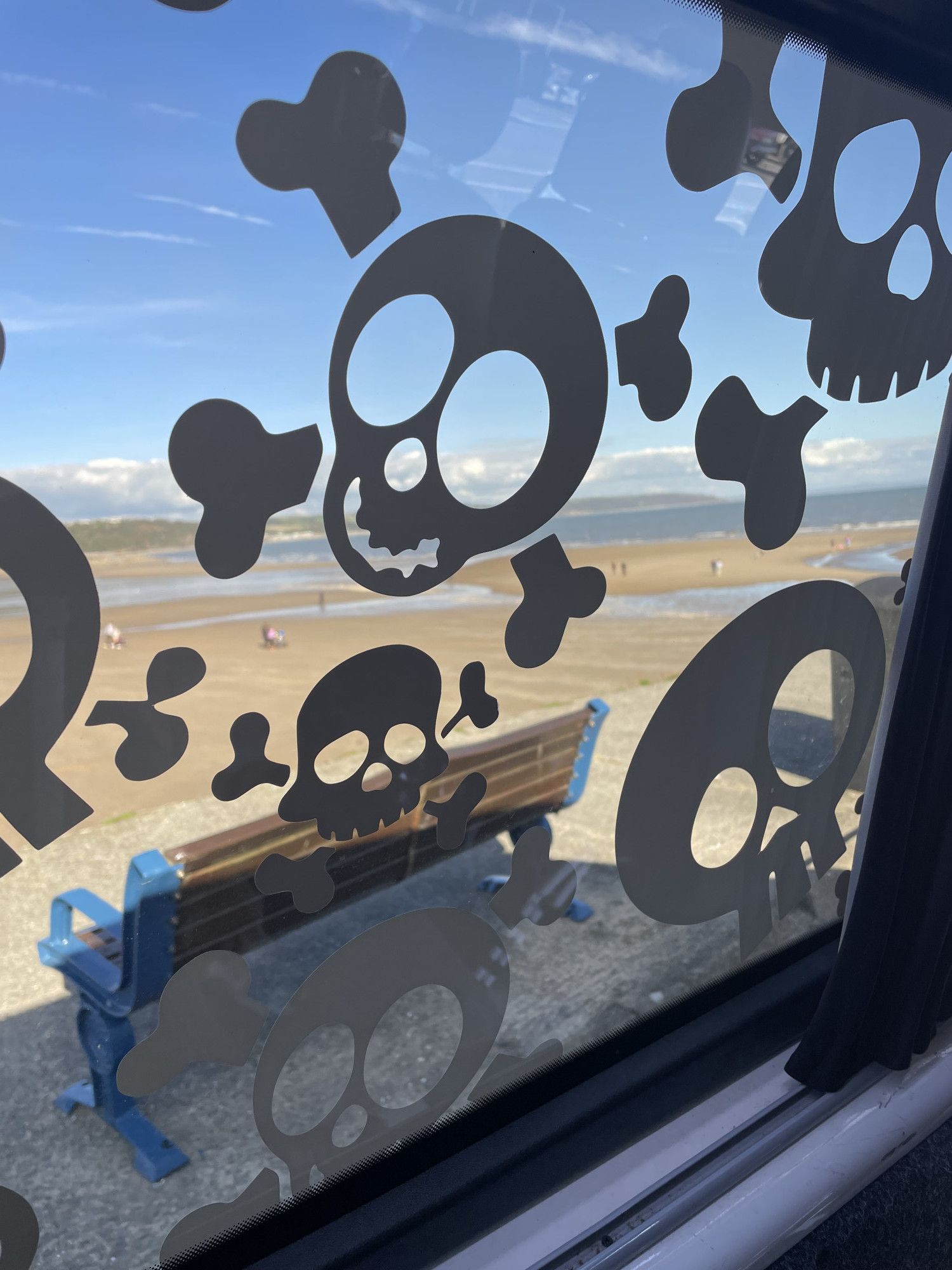 A VW T6 Campervan called Stubbs-the-V-Dub-1224 and View of the beach from the window 💀🖤 for hire