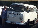 A VW T2 Classic Campervan called Hendrix-0623 and Hendrix safely parked in Swanage. for hire in Sherborne, Dorset