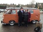 A VW T1 Splitscreen campervan called Gino and us with Gino for hire in Chelmsford, Essex