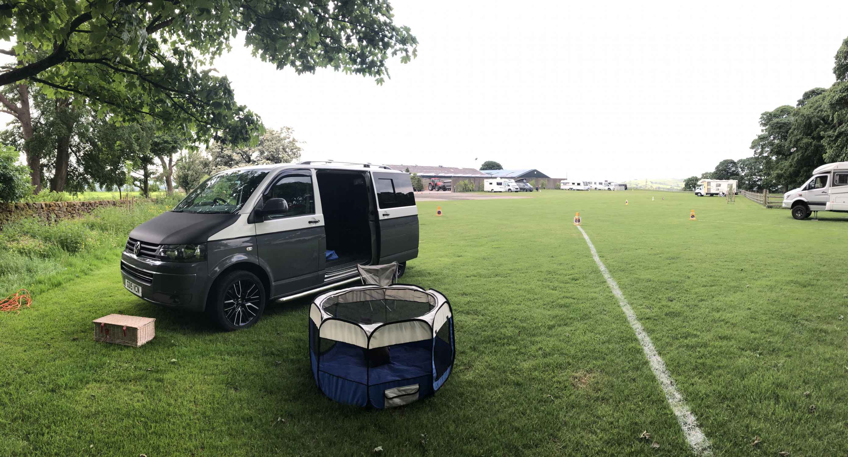 A VW T5 Campervan called Vinny and Vinny at our campsite. for hire in Lancashire, Greater Manchester