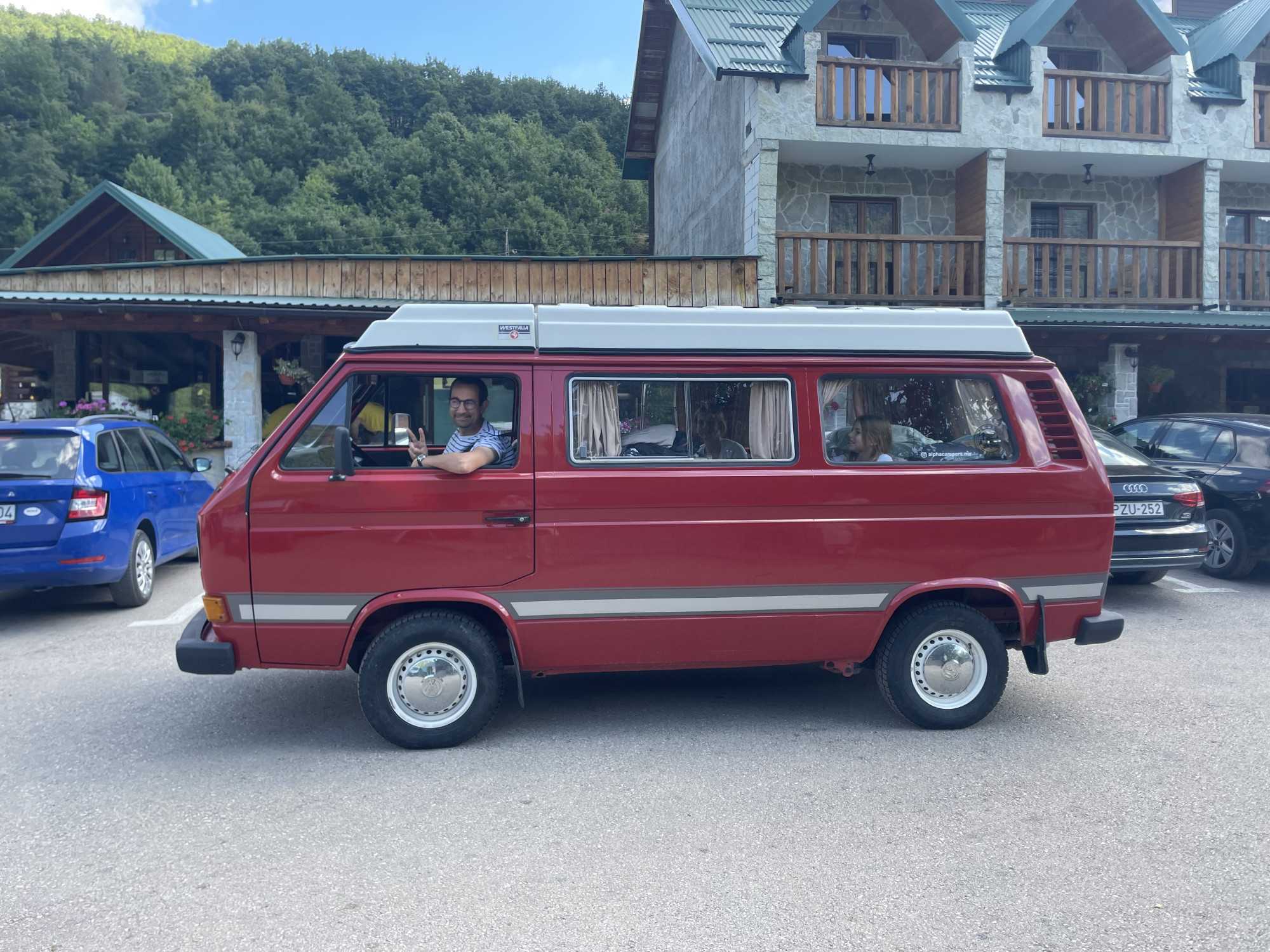 A VW T3 Campervan called Red-Westfalia-Camper and for hire in Podgorica, Montenegro