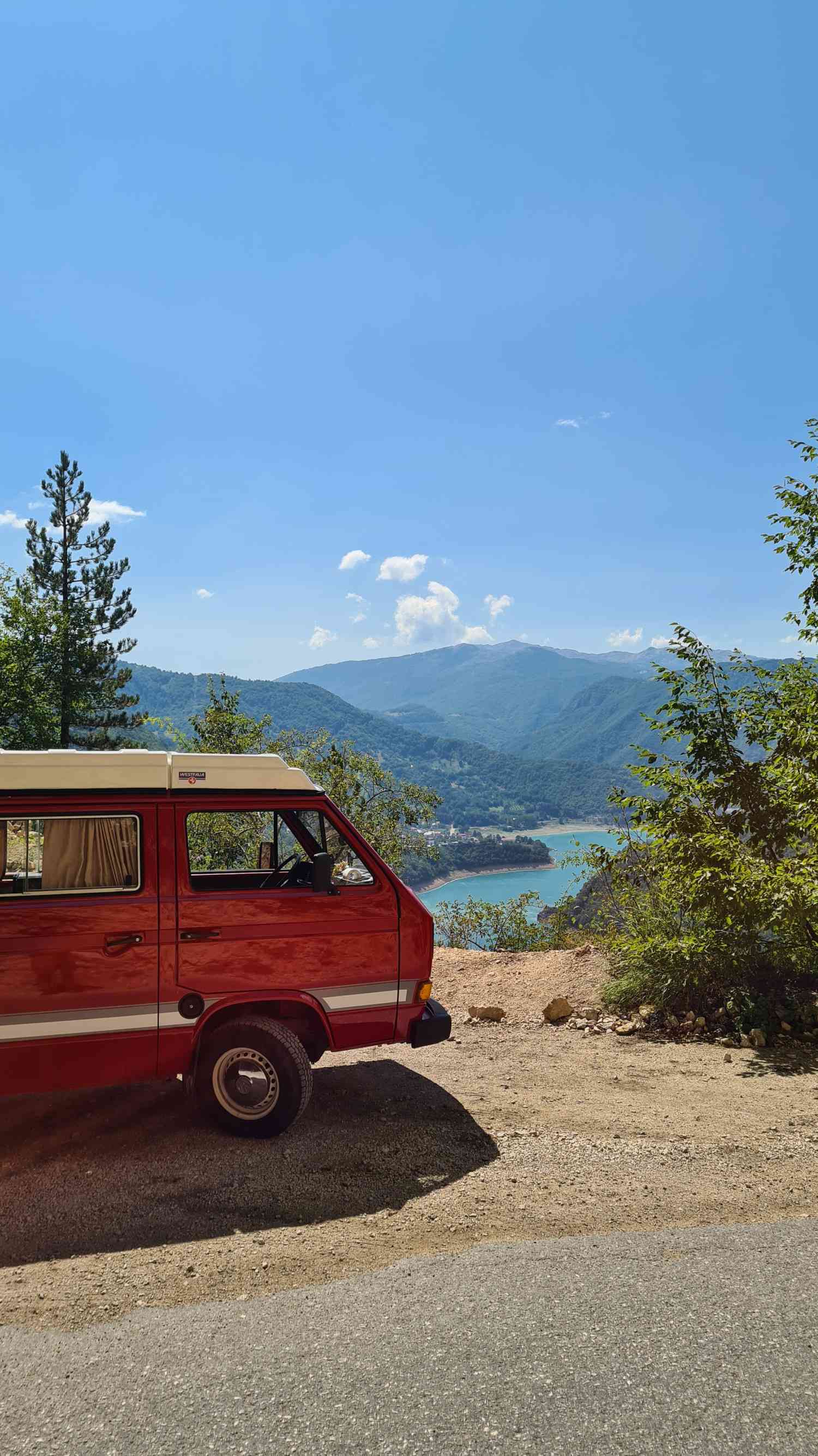 A VW T3 Campervan called Red-Westfalia-Camper and Piva Canyon 😍 for hire in Podgorica, Montenegro