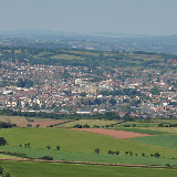 A view to Exeter in Devon, from the top of Haldon Belvedere. The cathedral is in the centre of the image.