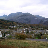 Bethesda, North Wales in Autumn. Looking west across the valley towards the quarry and the Ogwen valley.