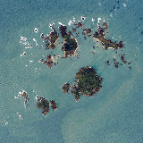 An aerial photo of the Isles of Scilly, Great Britain.