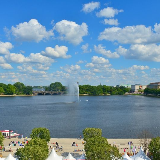 Binnenalster or Inner Alster Lake is one of two artificial lakes within the city limits of Hamburg, Germany.