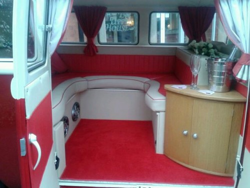 A VW T1 Splitscreen Campervan called Rosie-VW and Rosie interior for hire in Stoke on Trent, Staffordshire