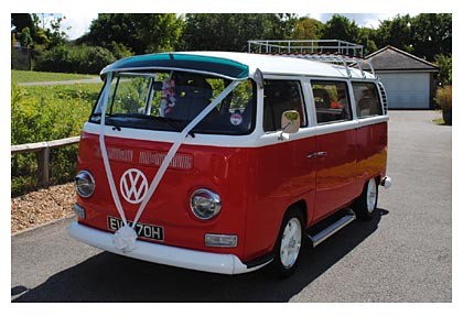A VW T2 Classic Campervan called Red-Early-Bay and The van's full view! for hire 