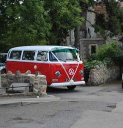 A VW T2 Classic Campervan called Red-Early-Bay and Great Wedding Van! for hire