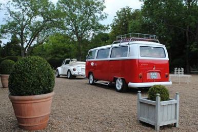A VW T2 Classic Campervan called Red-Early-Bay and The rear view of the van! for hire