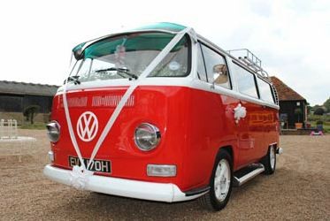 A VW T2 Classic Campervan called Red-Early-Bay and Great looks indeed! for hire