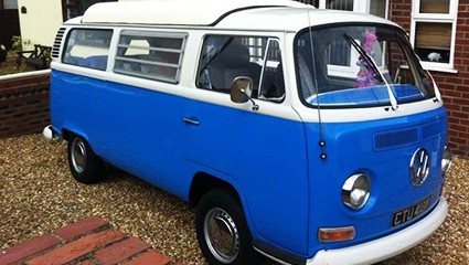 A VW T2 Classic Campervan called Bluebell-The-Camper and Side view for hire in Cronton, Cheshire