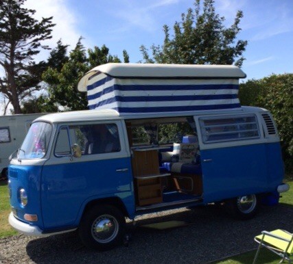 A VW T2 Classic Campervan called Bluebell-The-Camper and Camping in the sunshine for hire in Cronton, Cheshire