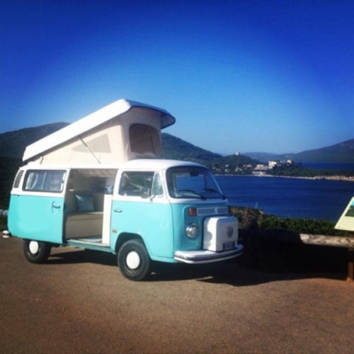 A VW T2 Classic Campervan called Fanny and Fanny with Pop for hire in Sassari, Italy