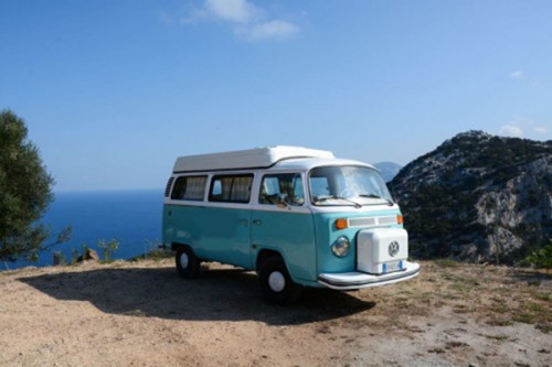 A VW T2 Classic Campervan called Fanny and Side View for hire in Sassari, Italy