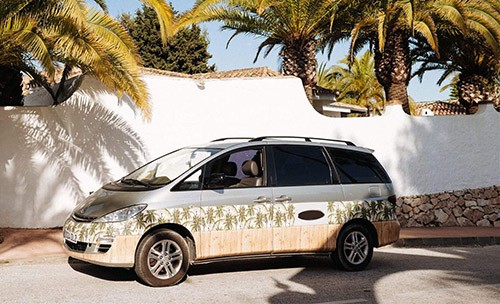 A NON VW Conversion Campervan called Hawaii and Hawaii on the road for hire in sevilla, Spain