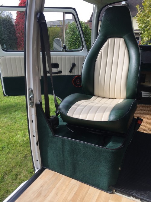 A VW T2 Classic Campervan called Wild-Monty and Front Swival Seat for hire in Colyford, Devon