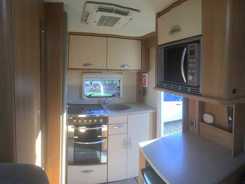 A Swift Motorhome called Sundance-with-Me and Kitchen for hire in Royston, Cambridgeshire
