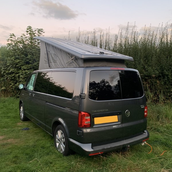 A VW T6 Campervan called CopperLeaf and Exterior view for hire in Market Harborough, Leicestershire