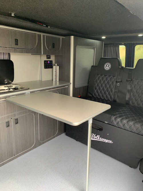 A VW T5 Campervan called Blu-T5 and for hire in Sittingbourn, Kent