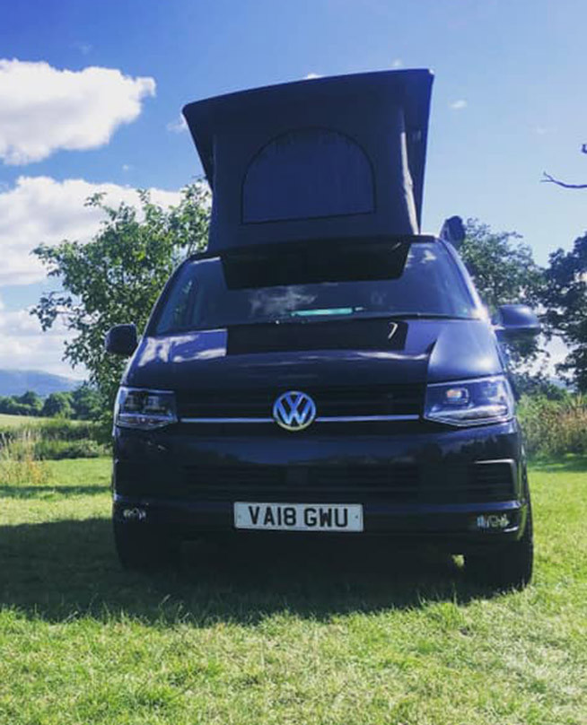 A VW T6 Campervan called robert and for hire 