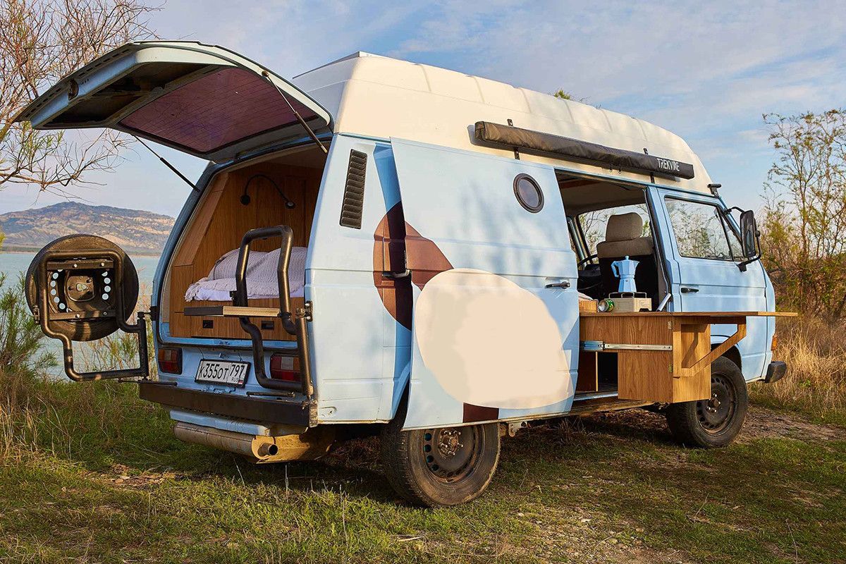 A VW T3 Campervan called Lurji and for hire in Tbilisi, Georgia