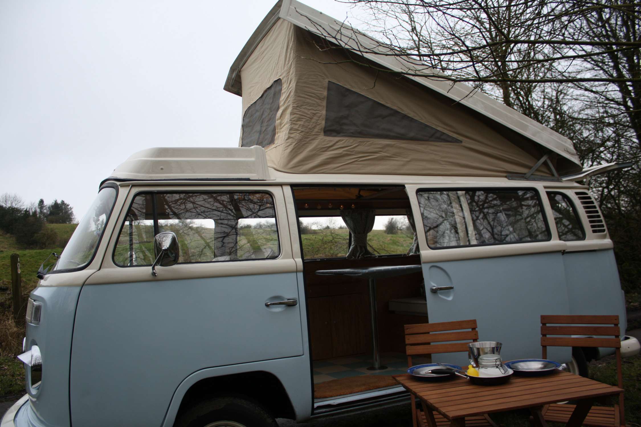 A VW T2 Classic Campervan called Murdoch and Murdoch Pop-Top for hire in Keighley, North Yorkshire