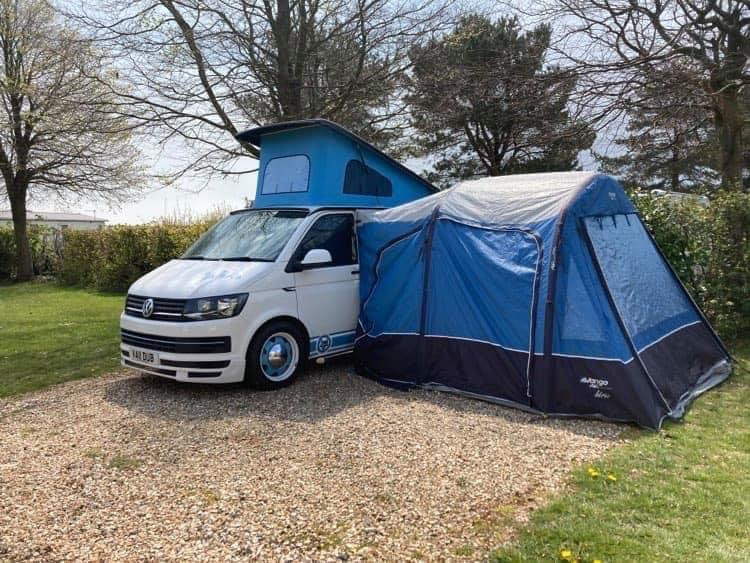 A VW T6 Campervan called Vallerie and Hire out Vango Airbeam Drive away awning for extra space! for hire in MONMOUTH, Wales