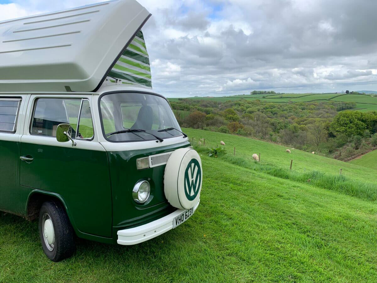 A VW T2 Classic Campervan called Wild-Monty and for hire in Colyford, Devon