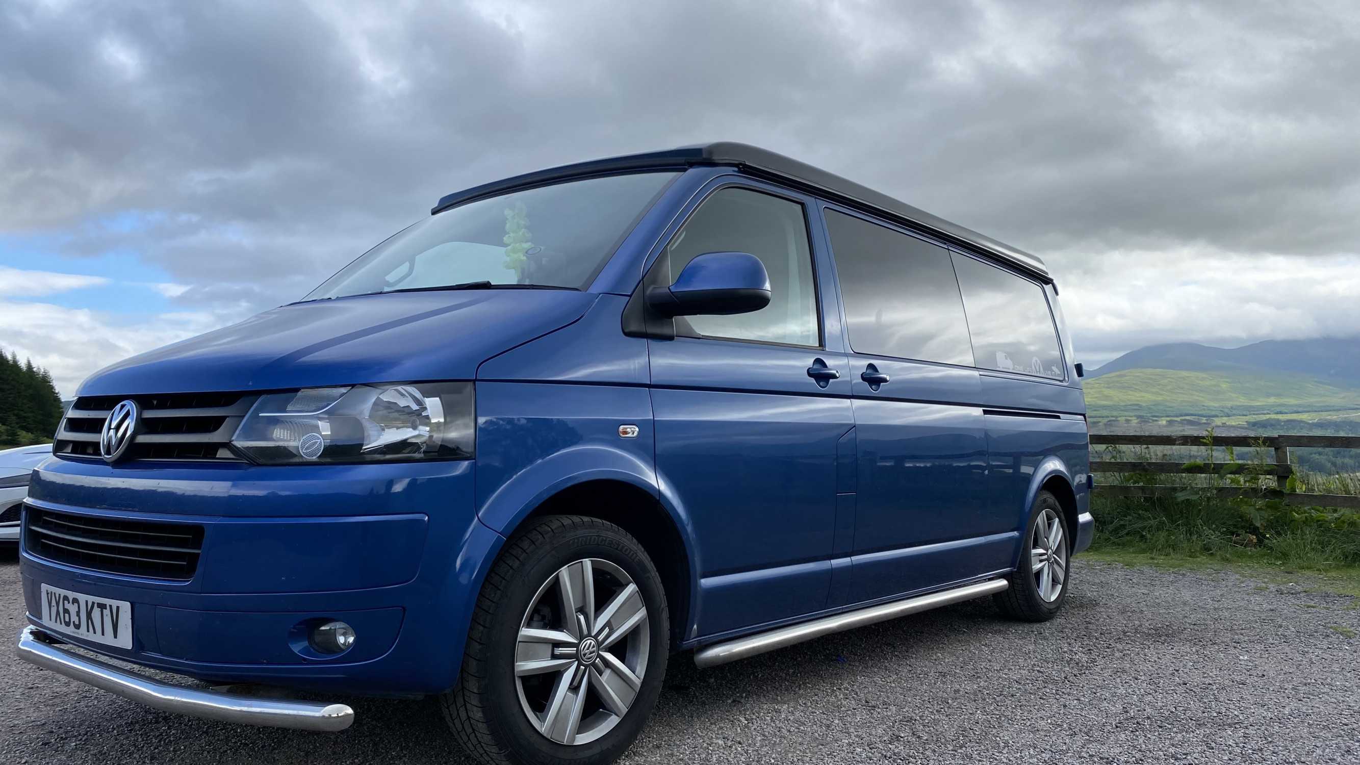 A VW T5 Campervan called Blu-T5 and for hire in Sittingbourn, England