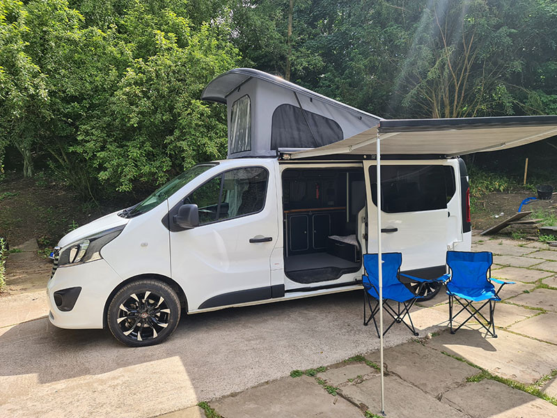 A Vauxhall Campervan called Vinnie and for hire in Colne, Lancashire