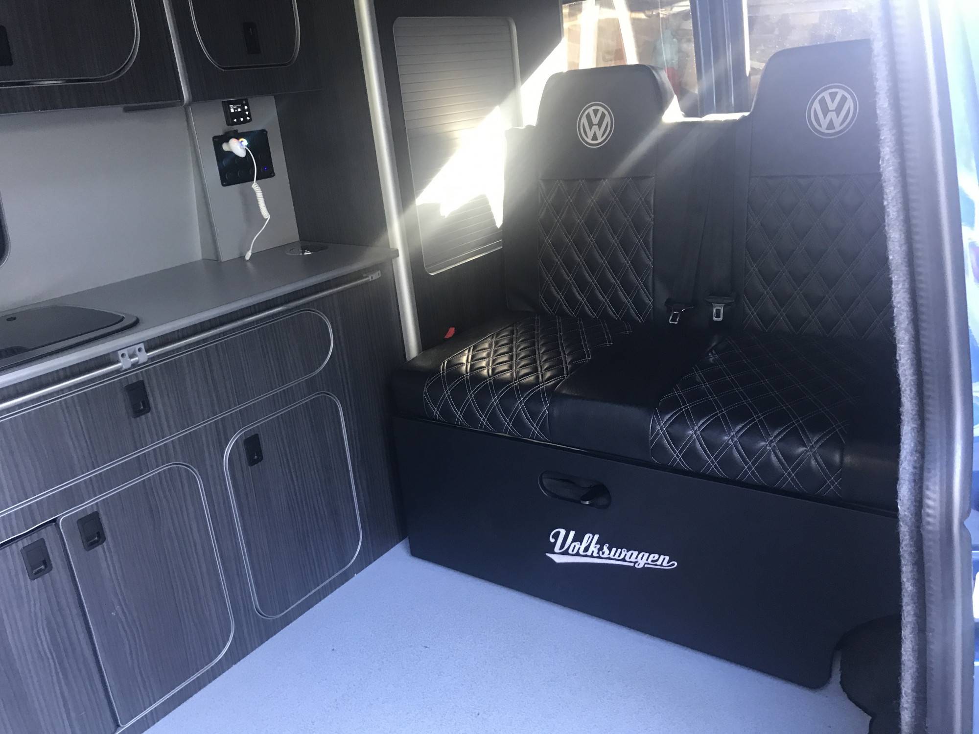 A VW T5 Campervan called Blu-T5 and for hire in Sittingbourn, Kent