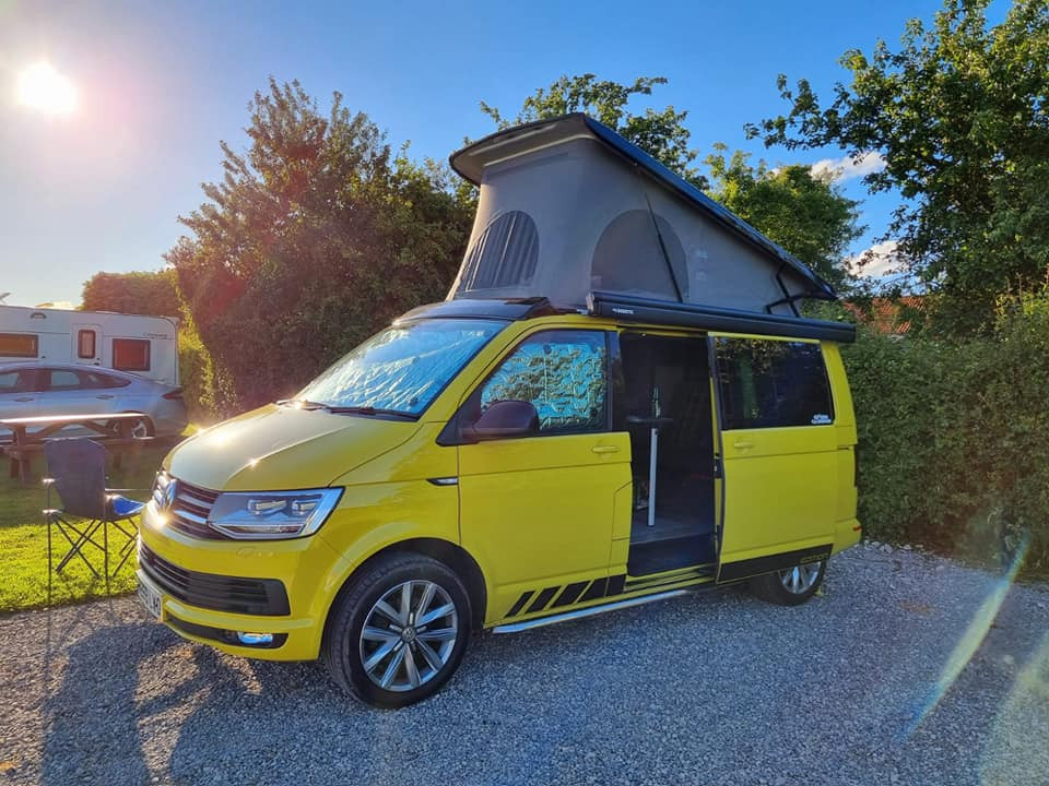 A VW T6 Campervan called Yellow and for hire in Cumbria, England