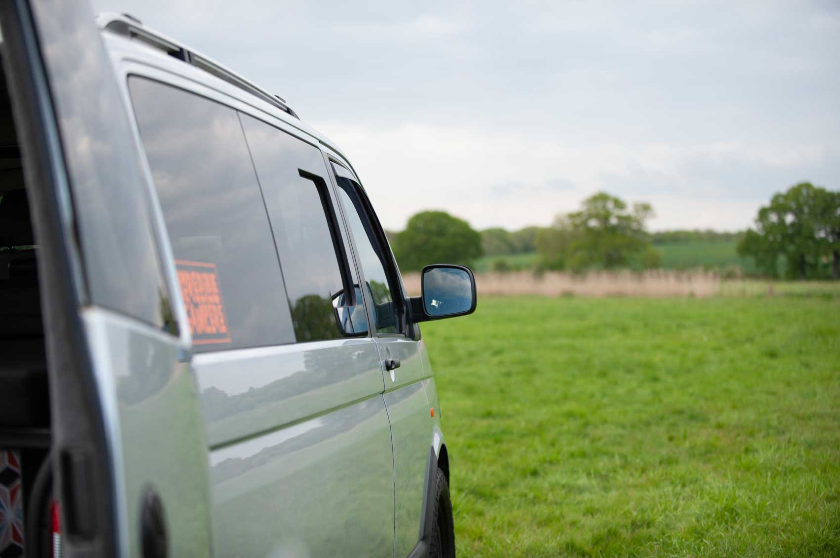 A VW T5 Campervan called Romper-Swamper and for hire in Hickstead, West Sussex
