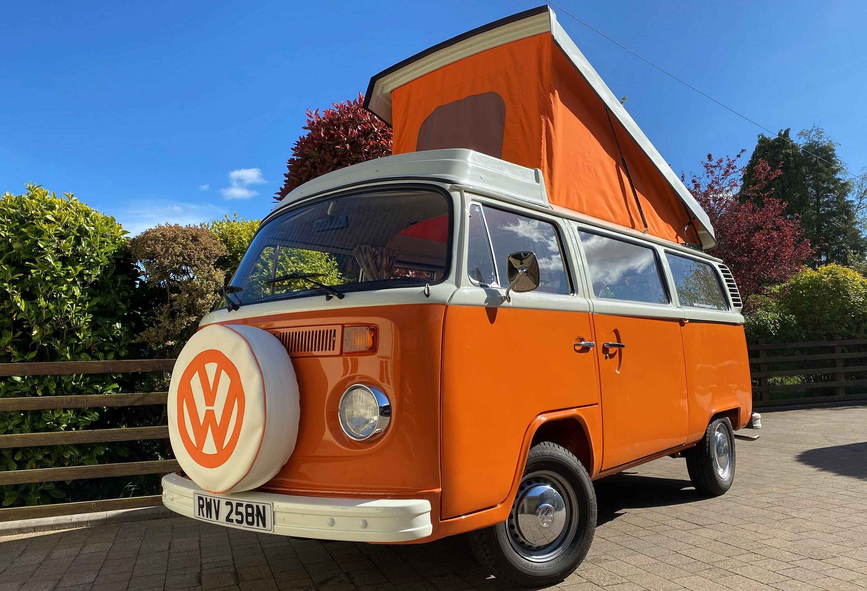 A VW T2 Classic Campervan called Funky-Bob and VW Campervan Funky Bob for hire in Devon for hire in Colyton, England