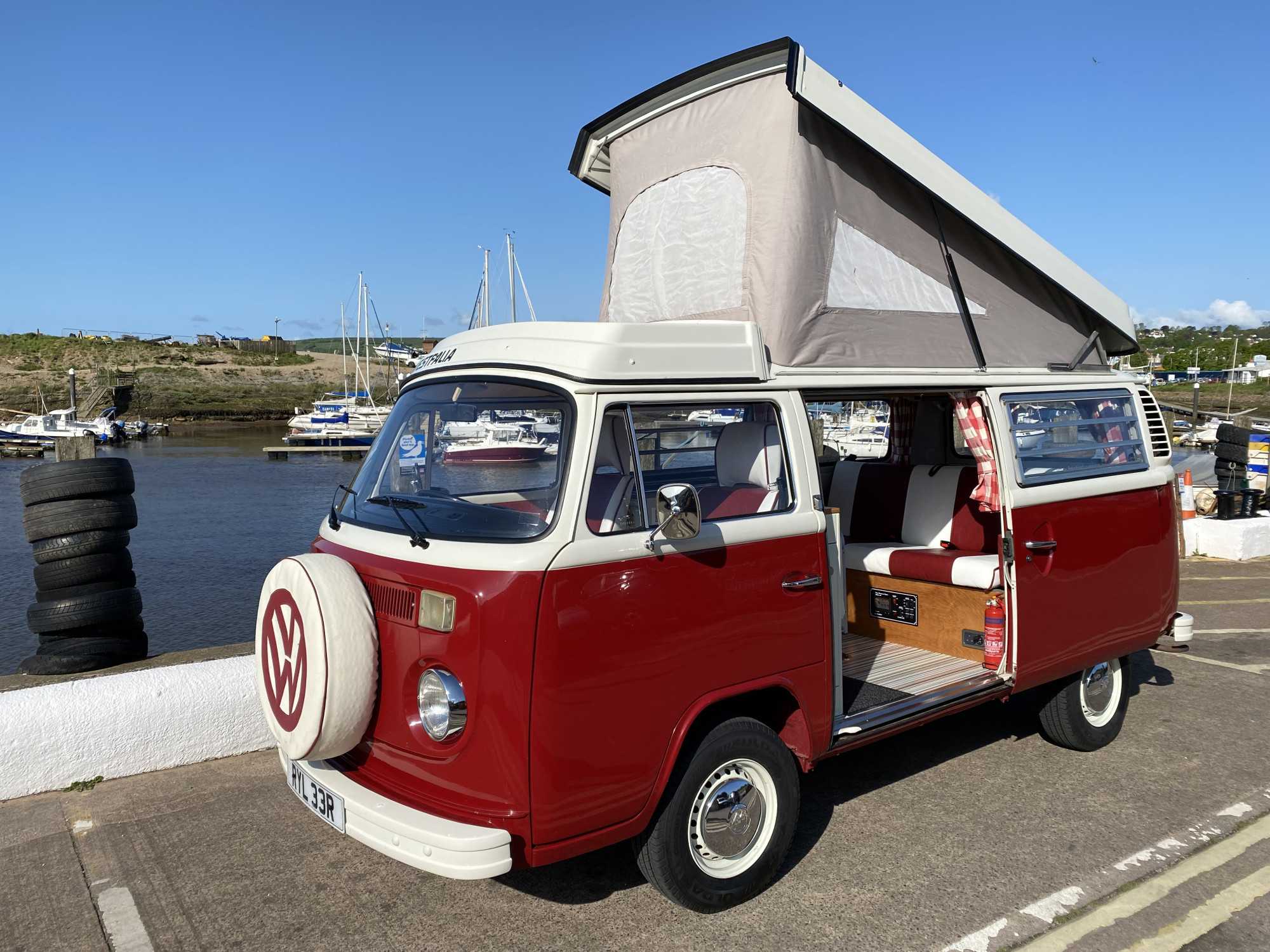A VW T2 Classic Campervan called Ruby-Rose and VW Campervan Ruby Rose in Devon for hire in Colyton, England