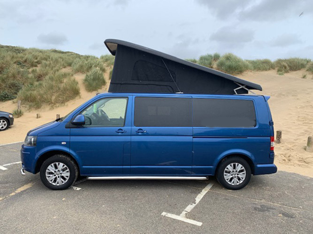 A VW T5 Campervan called Blu-T5 and for hire in Sittingbourn, Kent
