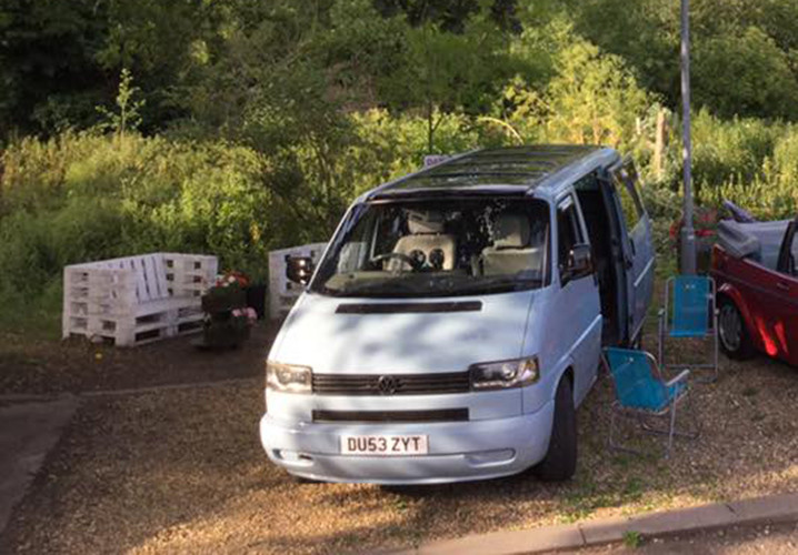 A VW T4 Campervan called Ant and for hire in Norwich, England