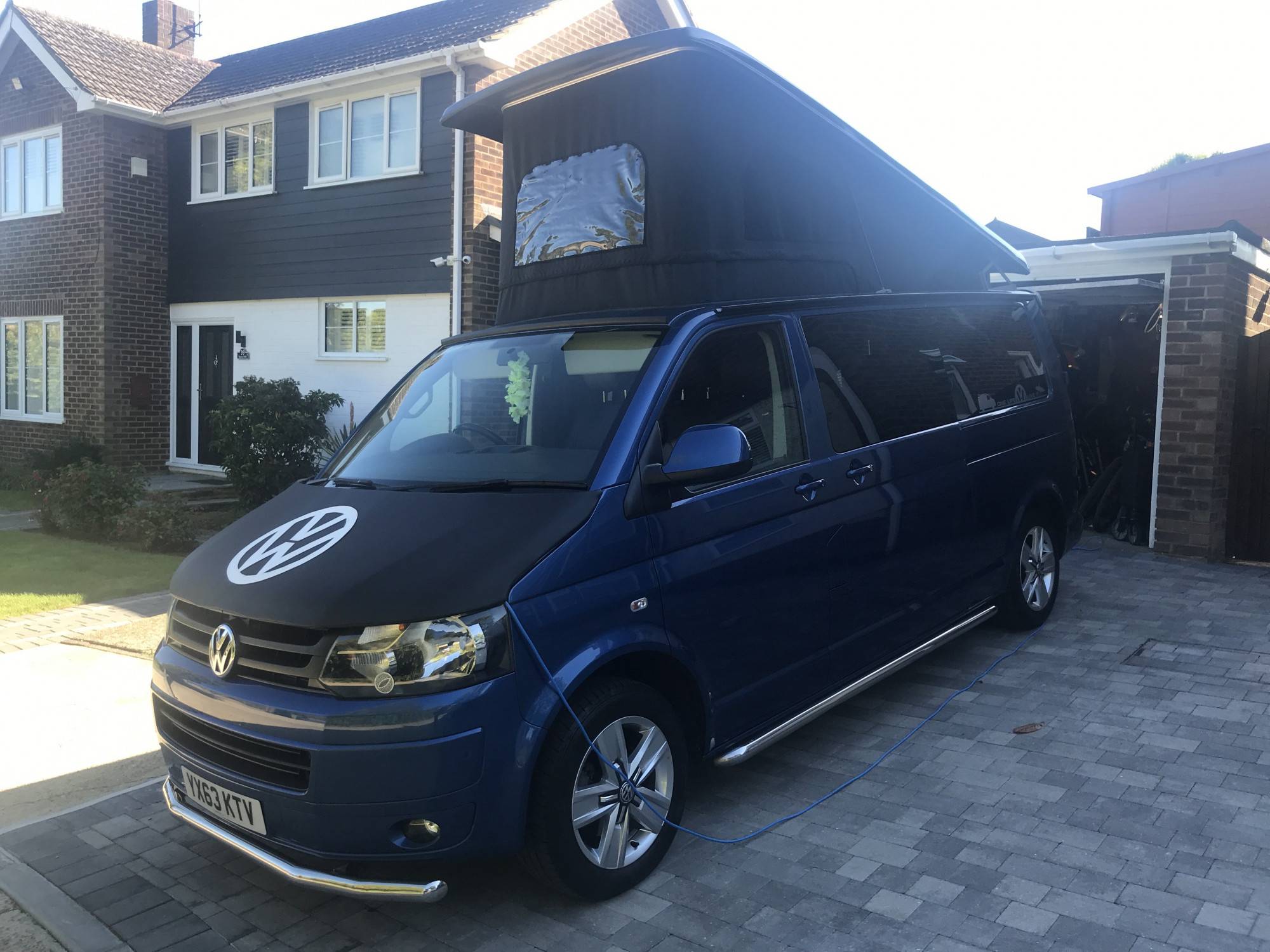 A VW T5 Campervan called Blu-T5 and for hire in Sittingbourn, Kent