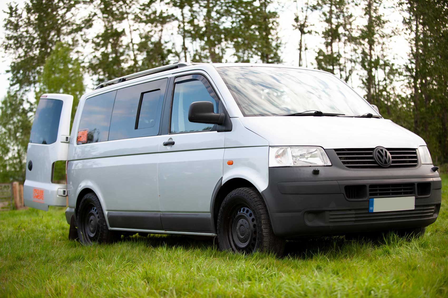 A VW T5 Campervan called Romper-Swamper and for hire in Hickstead, West Sussex