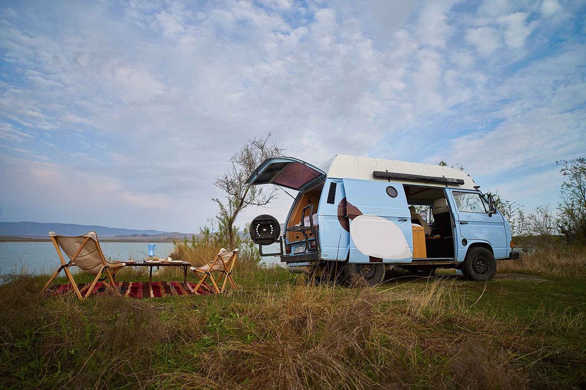 A VW T3 Campervan called Lurji and for hire in Tbilisi, Georgia