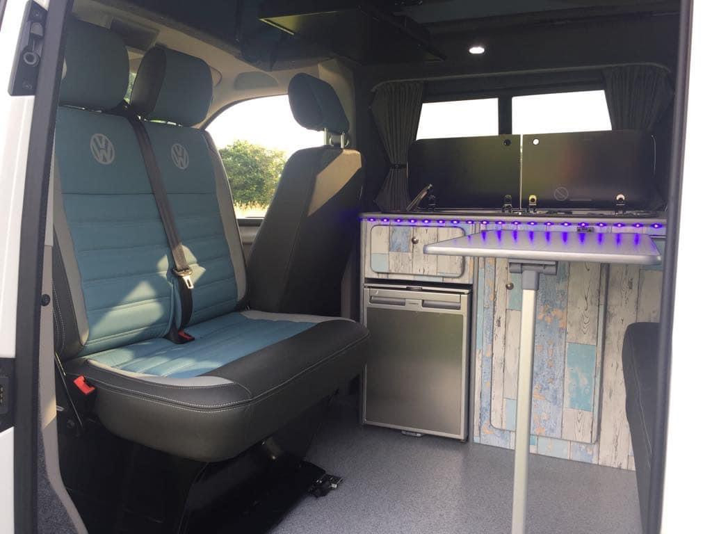 A VW T6 Campervan called Vallerie and Easy glide swivel seat for hire in MONMOUTH, Monmouthshire
