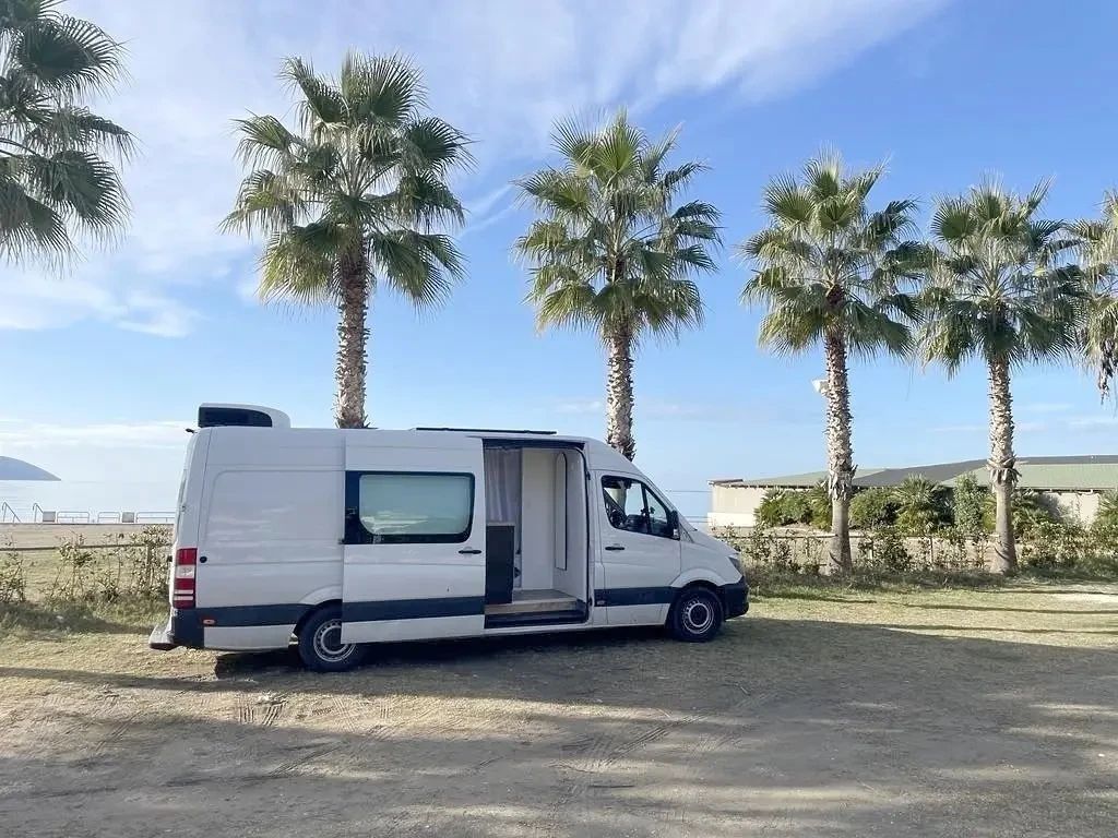 A Mercedes Sprinter Campervan called DITA and for hire in Rinas, Albania