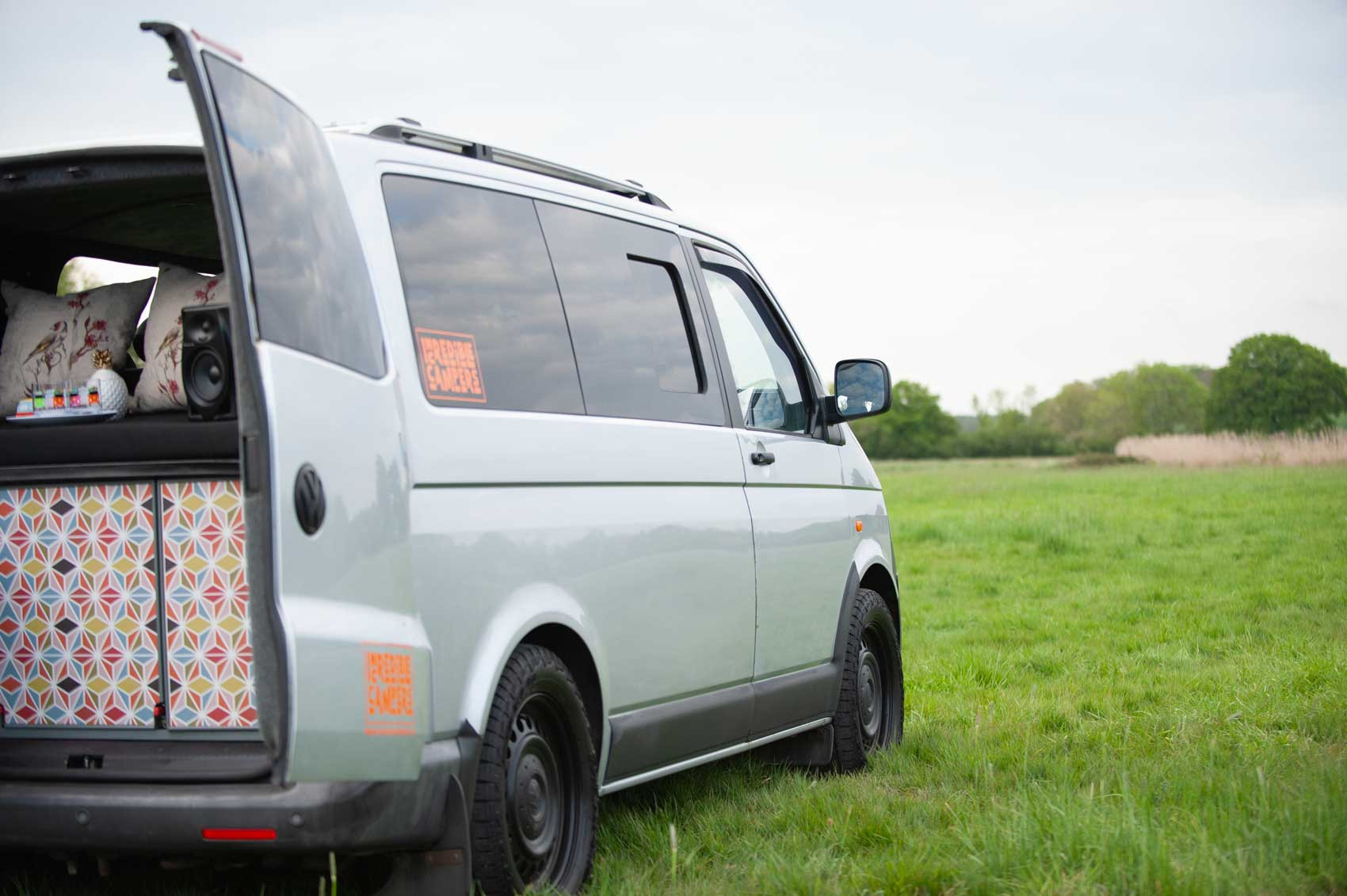 A VW T5 Campervan called Romper-Swamper and for hire in Hickstead, West Sussex