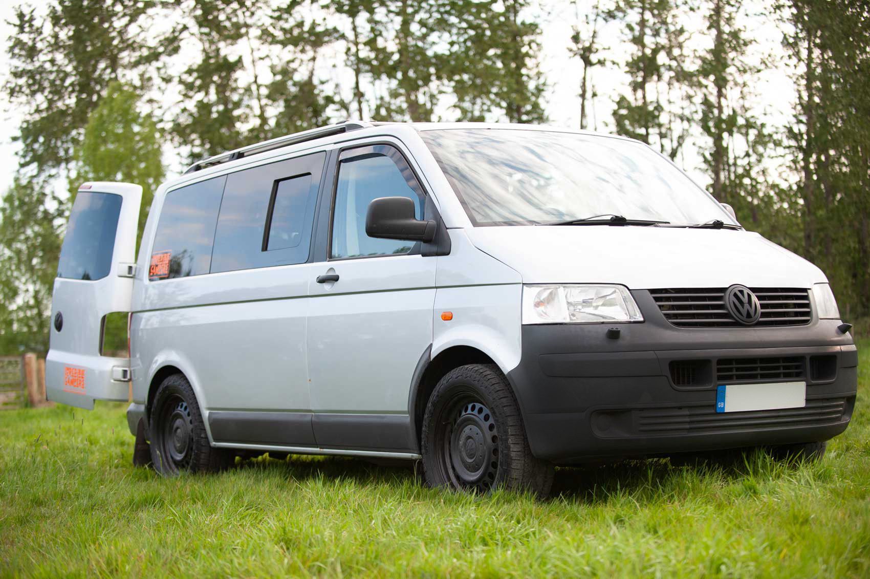 A VW T5 Campervan called Romper-Swamper and for hire in Hickstead, West Sussex