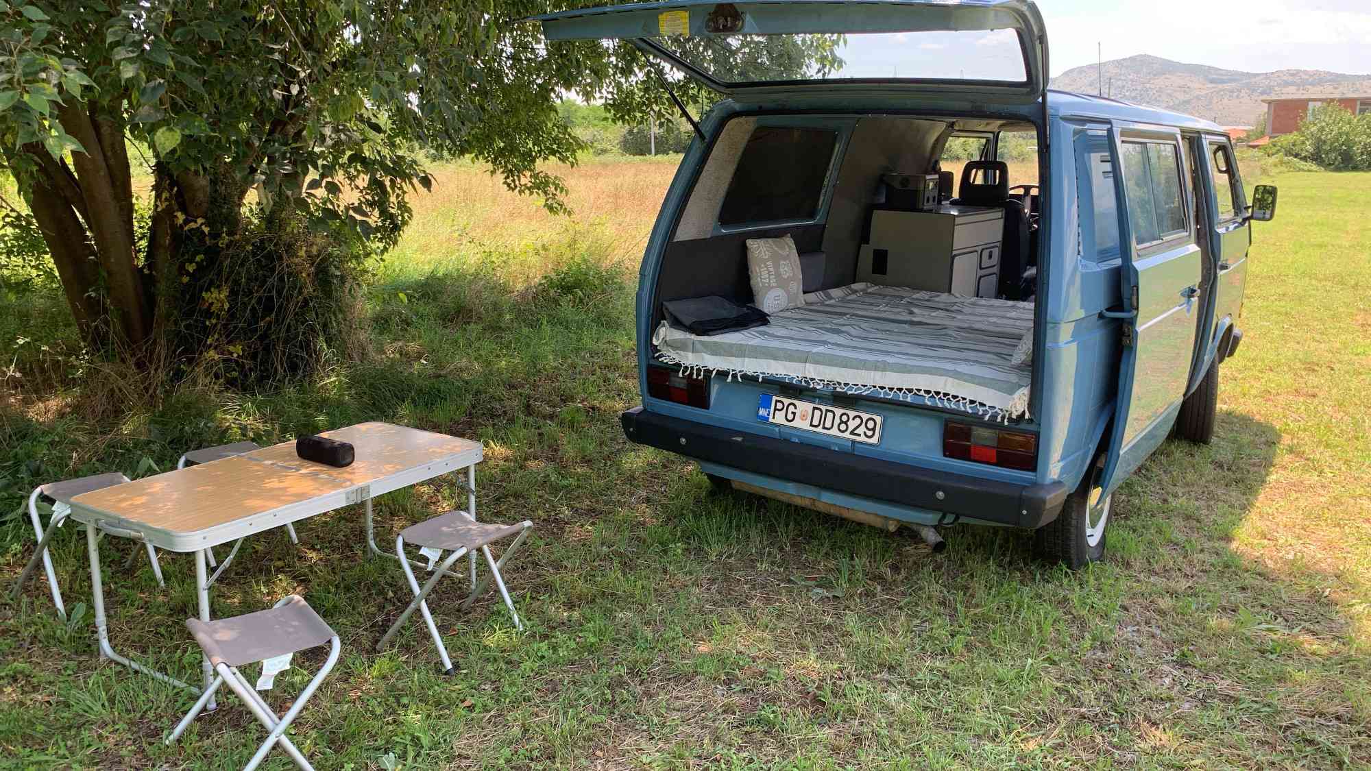 A VW T3 Campervan called Blue-Westfalia-Camper and for hire in Podgorica, Montenegro