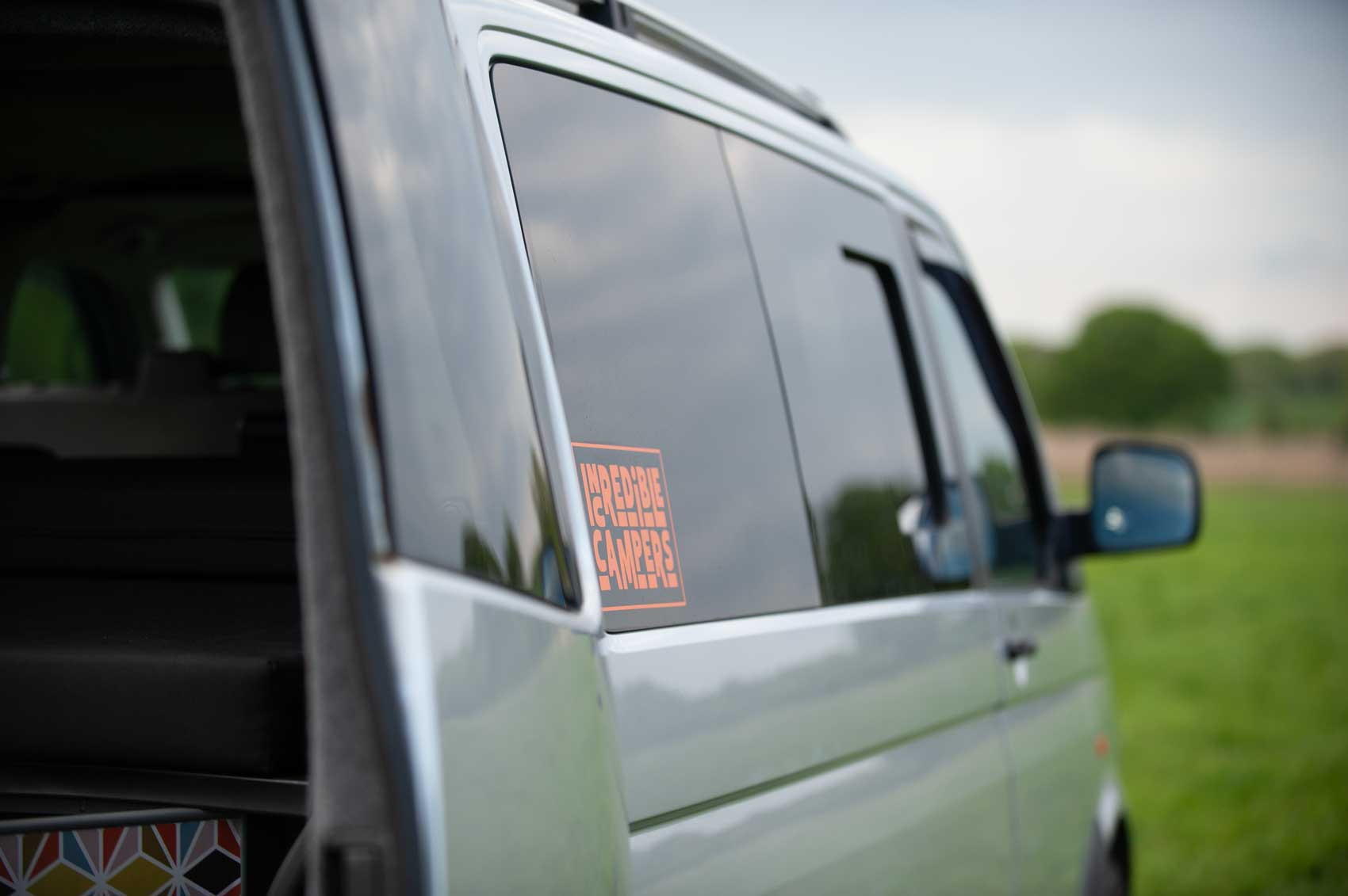 A VW T5 Campervan called Romper-Swamper and for hire in Hickstead, West Sussex
