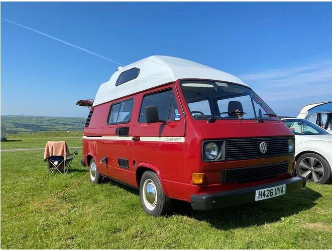 A VW T3 Campervan called Cherry-Dub and for hire in Portsmouth, England