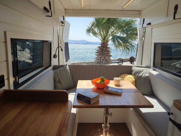 A Fiat Campervan called Olive and for hire in Izmir, Turkey