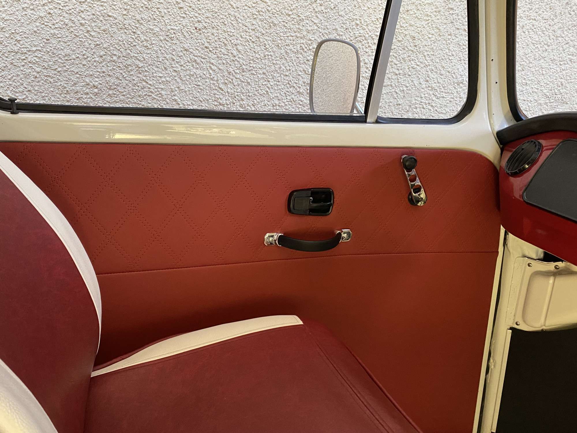 A VW T2 Classic Campervan called Ruby-Rose and New colour coded door panels for hire in Bideford, Devon